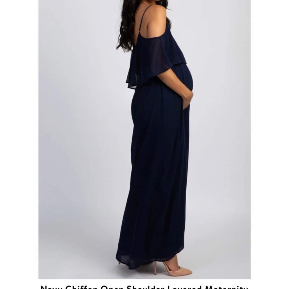 Navy colored Pink blush brand maxi maternity dress